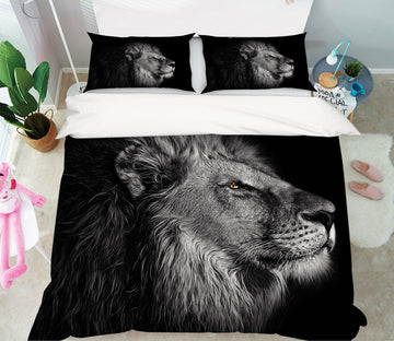 3D Silent Lion 1952 Bed Pillowcases Quilt