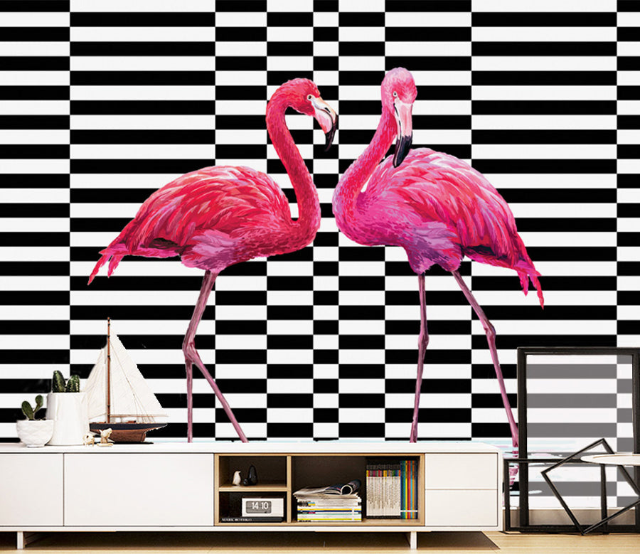 3D Flamingo Square WG282 Wall Murals