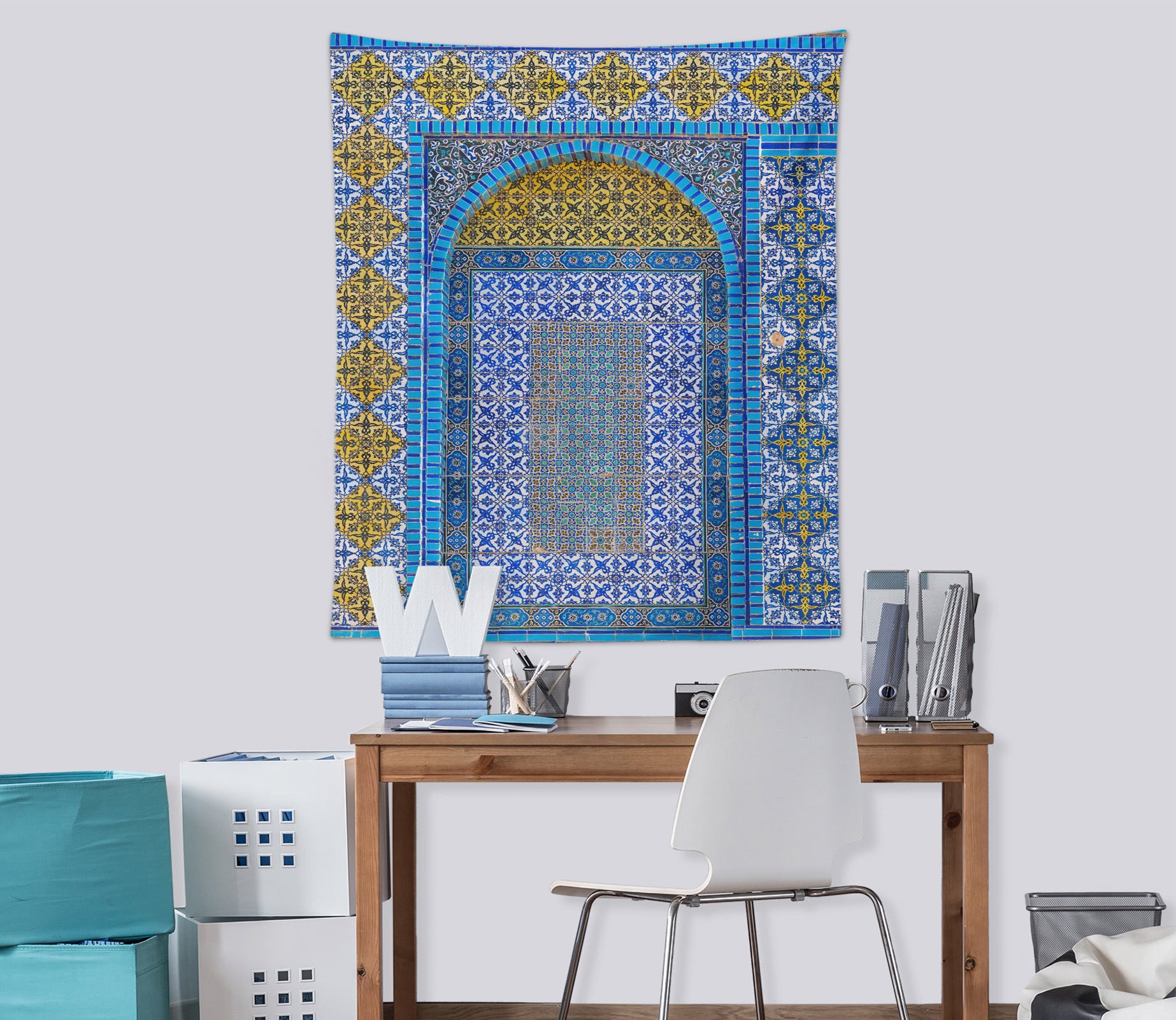 3D Blue Texture Pattern 116184 Assaf Frank Tapestry Hanging Cloth Hang