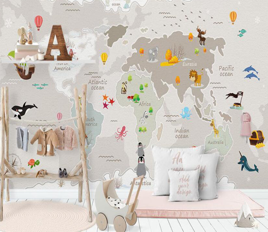 3D Animal Map Distribution 870 Wall Murals