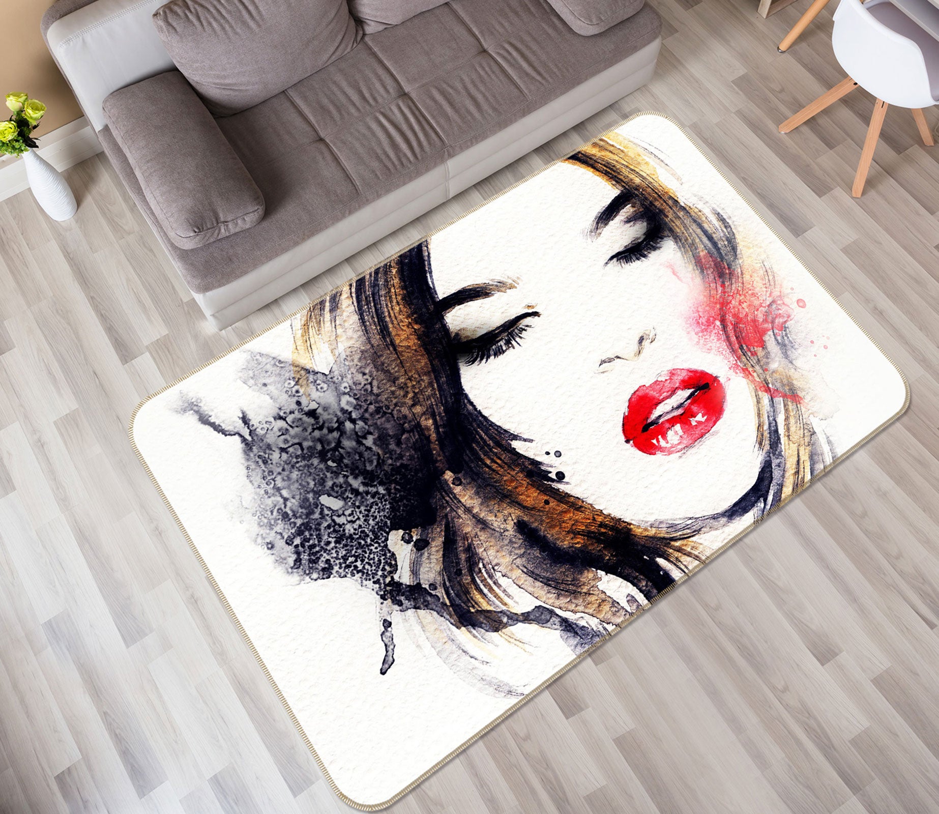 3D Red Lips Star 1003 Non Slip Rug Mat