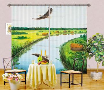 3D River Eagle 1709 Marina Zotova Curtain Curtains Drapes