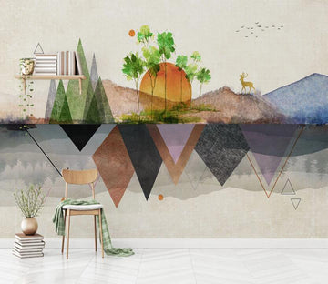 3D Colored Landscape Reflection 2081 Wall Murals