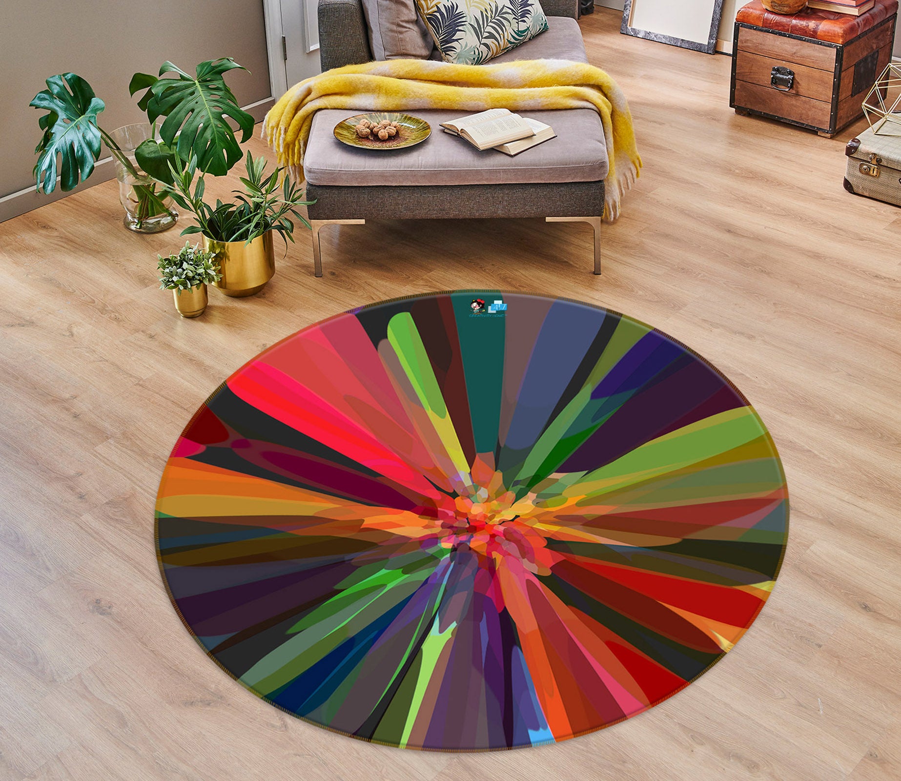 3D Color Flower Core 191106 Shandra Smith Rug Round Non Slip Rug Mat