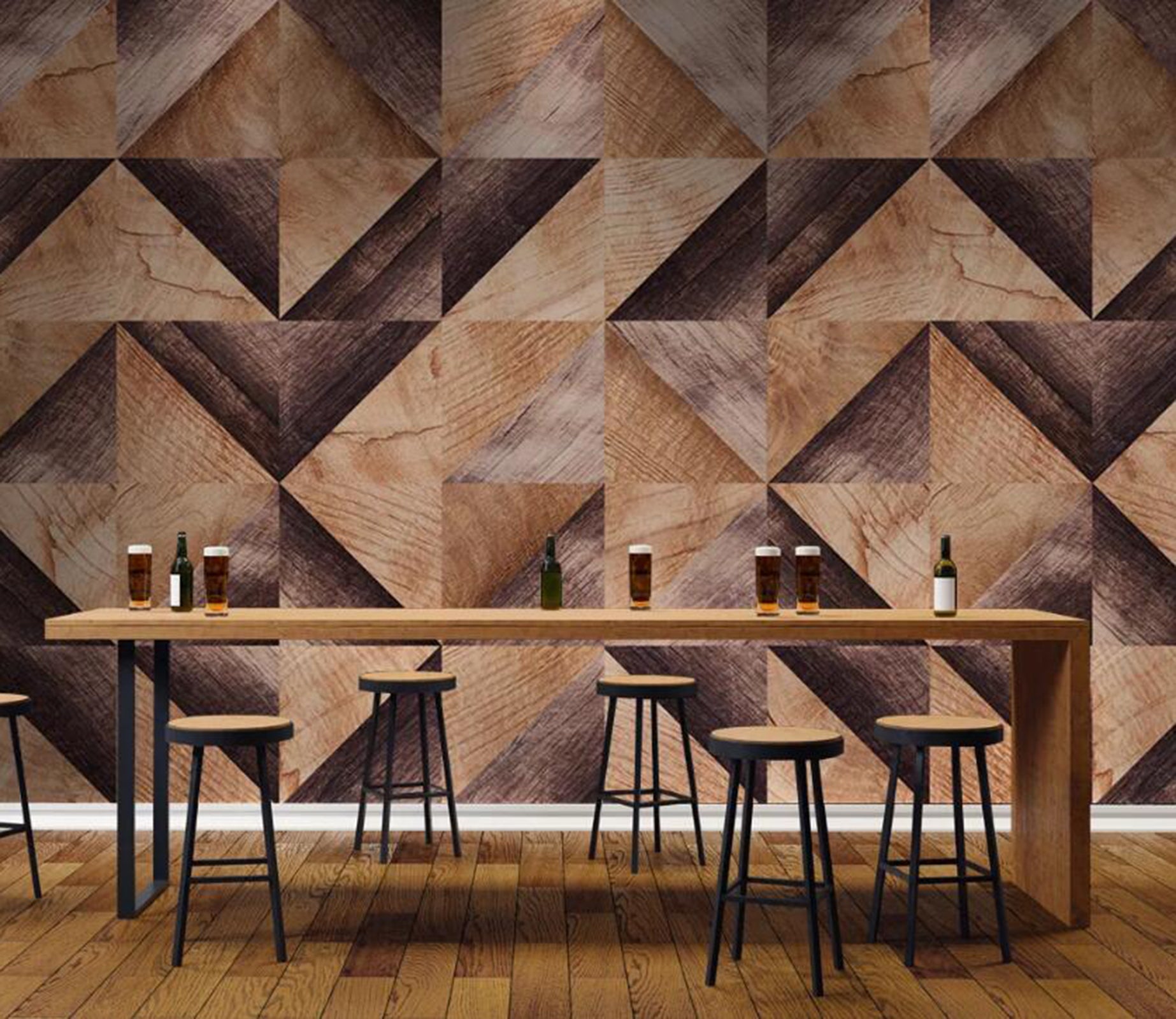 3D Wooden Triangle WC22 Wall Murals Wallpaper AJ Wallpaper 2 