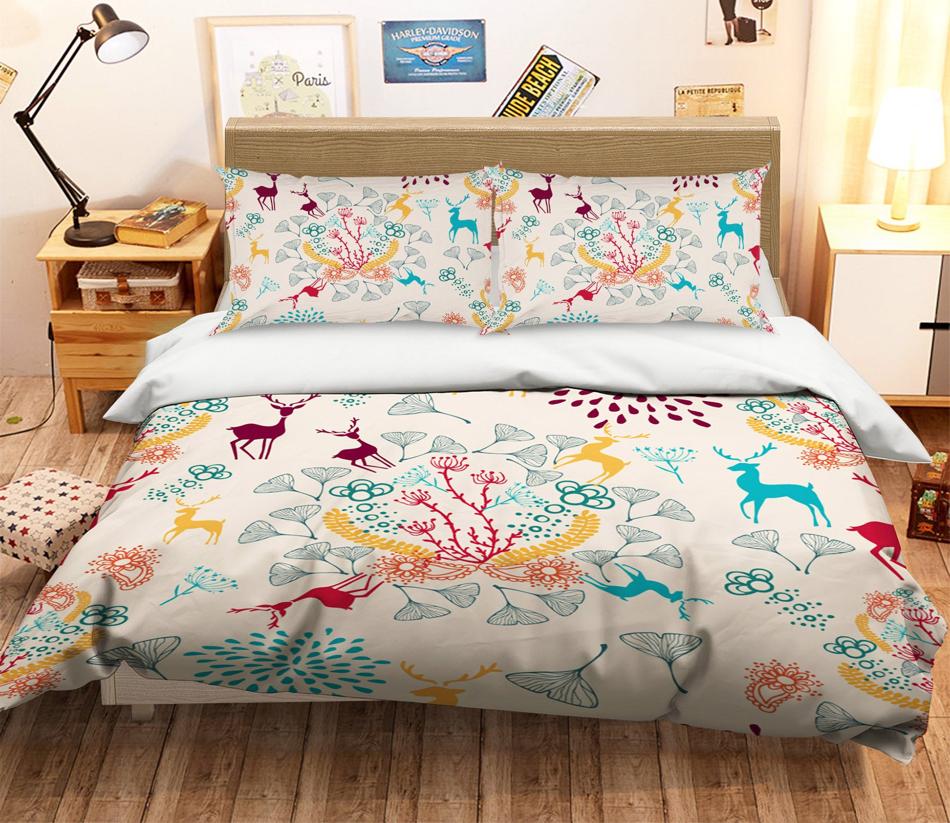 3D Deer Tree 31117 Christmas Quilt Duvet Cover Xmas Bed Pillowcases