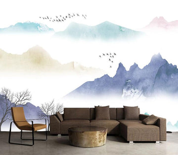 3D Four-color Mountains In Thick Clouds 2097 Wall Murals