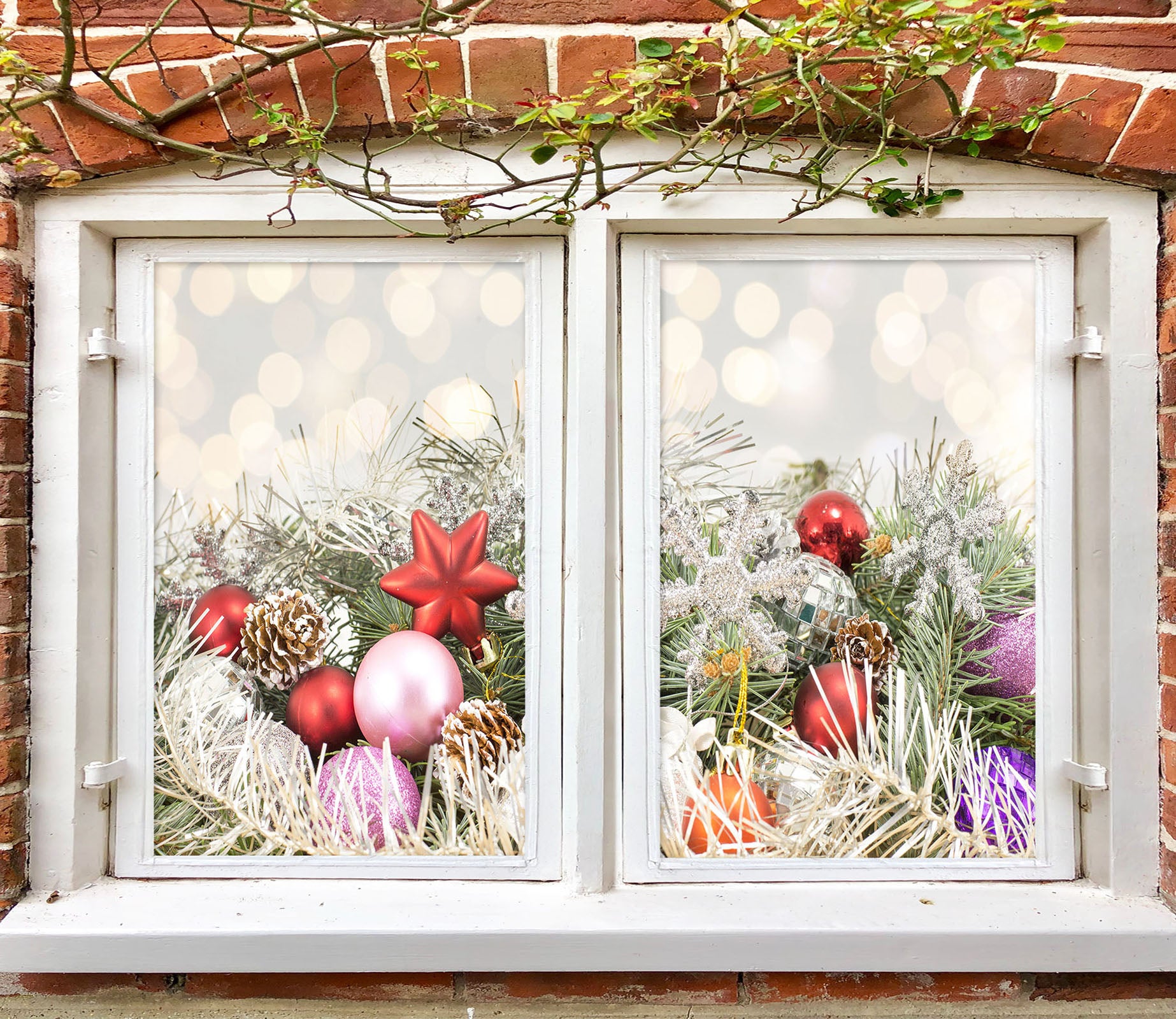 3D Pendant 30028 Christmas Window Film Print Sticker Cling Stained Glass Xmas