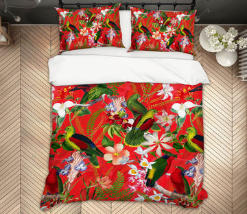 3D Green Bird Lily 125 Uta Naumann Bedding Bed Pillowcases Quilt