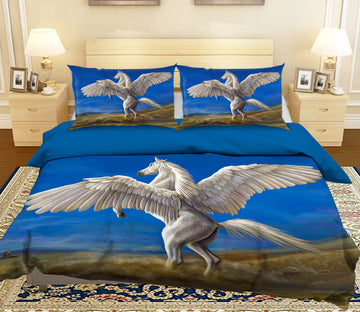 3D White Pegasus 095 Bed Pillowcases Quilt