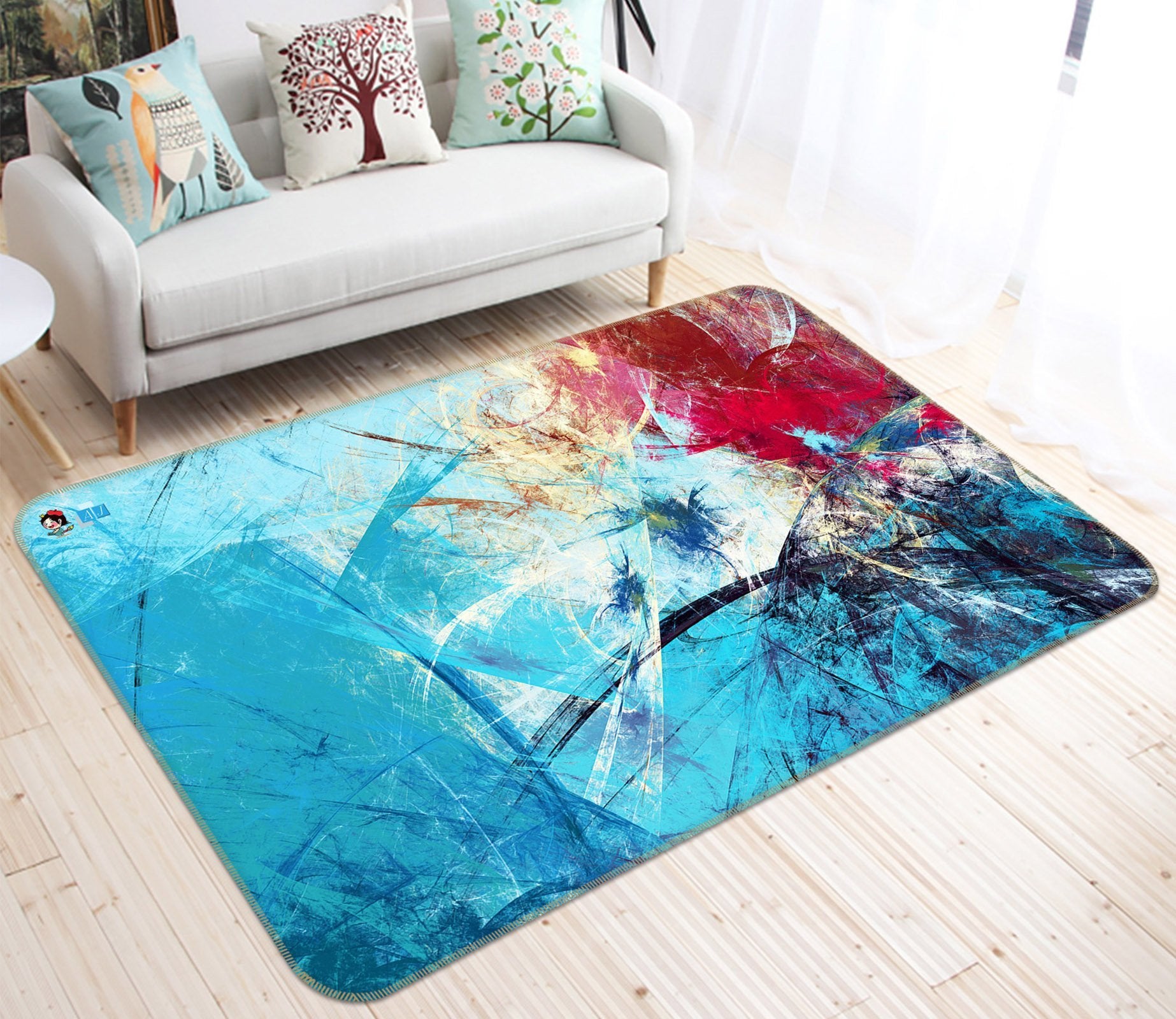 3D Blue Red Scratch 26 Non Slip Rug Mat Mat AJ Creativity Home 