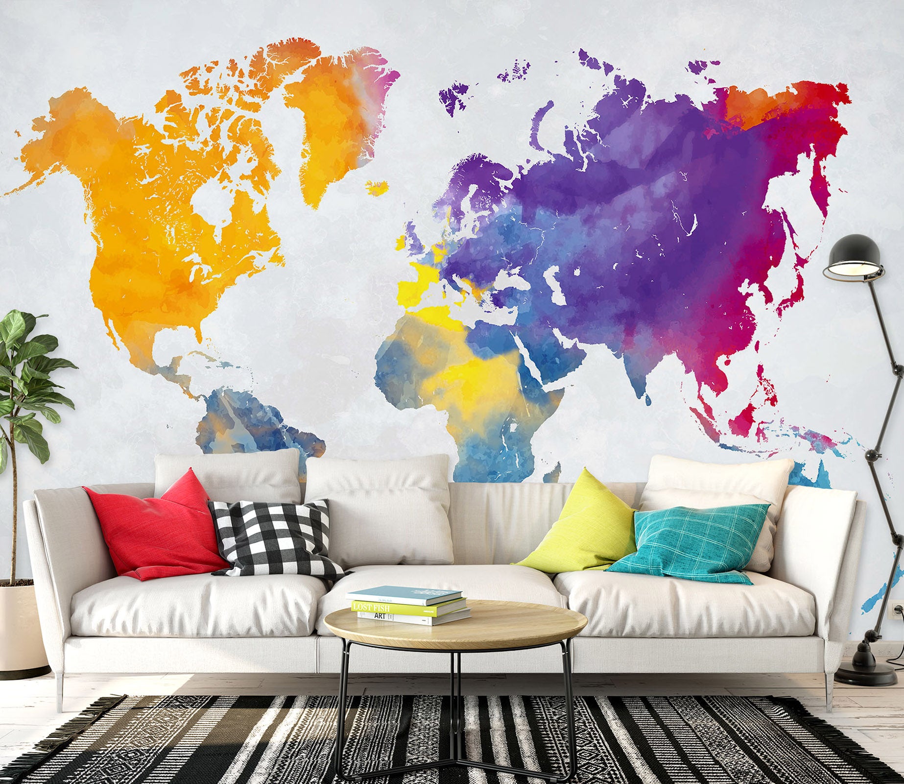 3D Color Graffiti 2012 World Map Wall Murals