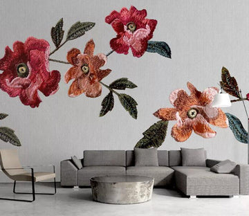 3D Embroidered Flowers WG83 Wall Murals Wallpaper AJ Wallpaper 2 