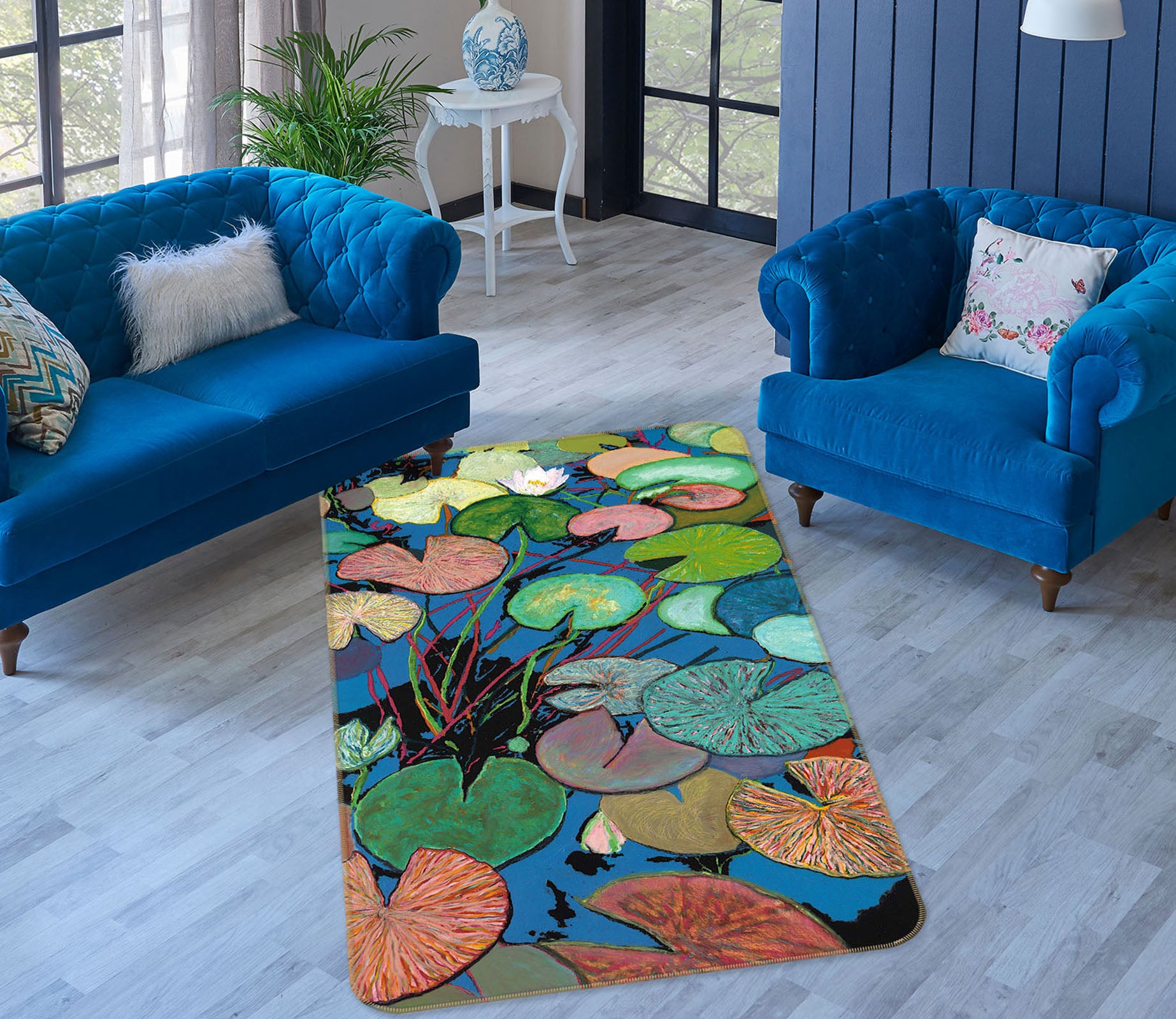 3D Painting Lotus Leaf 3041 Allan P. Friedlander Rug Non Slip Rug Mat