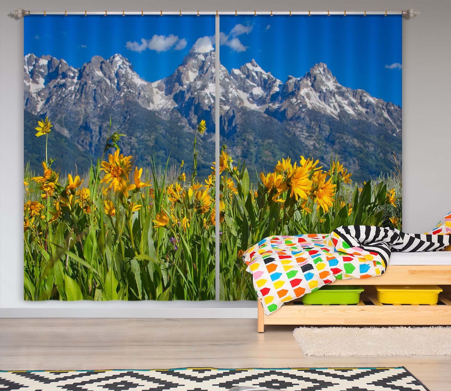 3D Mountain Wildflowers 062 Kathy Barefield Curtain Curtains Drapes