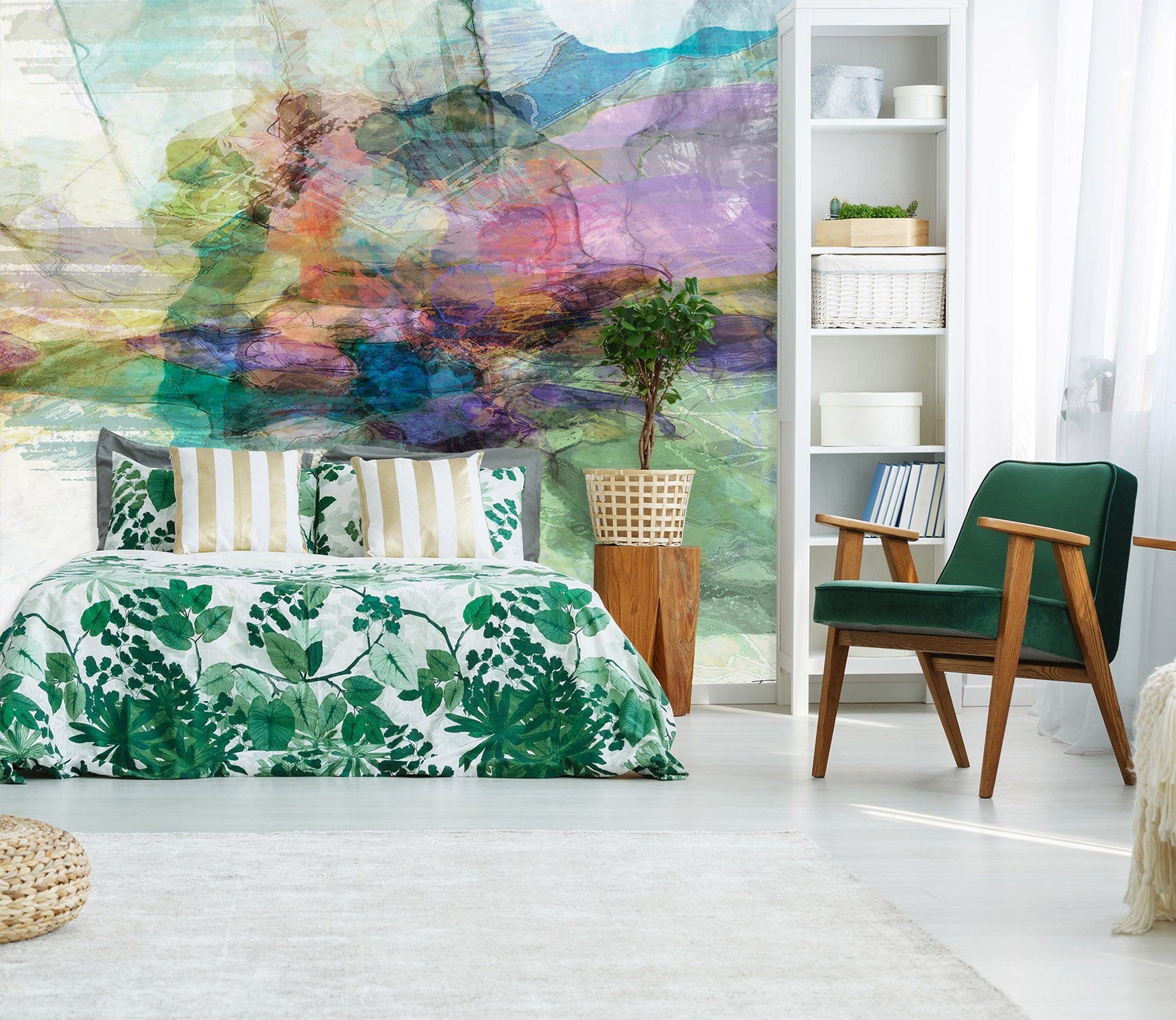 3D Cyan Smoke 1528 Michael Tienhaara Wall Mural Wall Murals