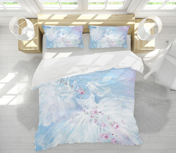 3D White Dress Pink Flower 2019 Debi Coules Bedding Bed Pillowcases Quilt