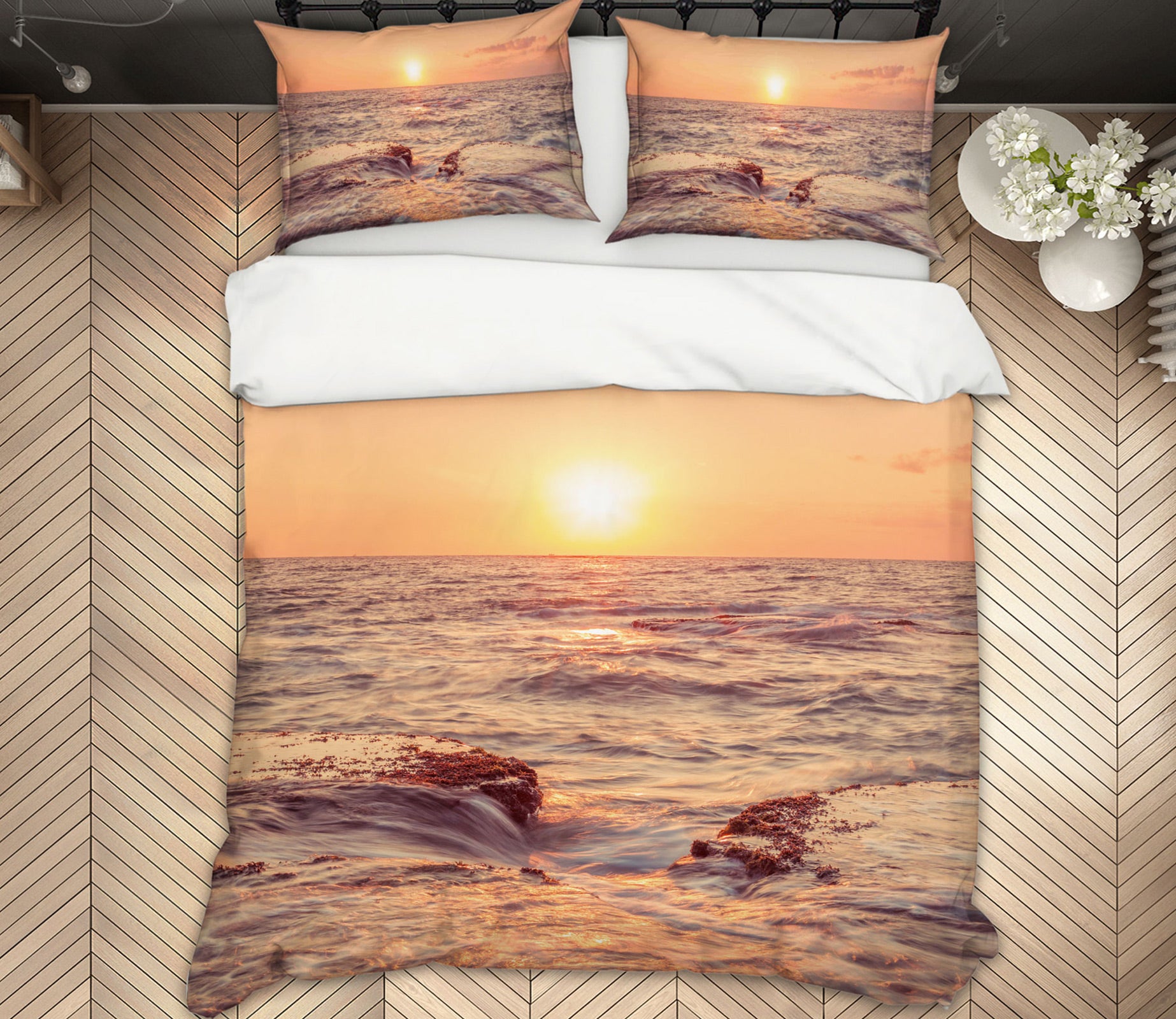 3D Sunset Ocean 1045 Assaf Frank Bedding Bed Pillowcases Quilt