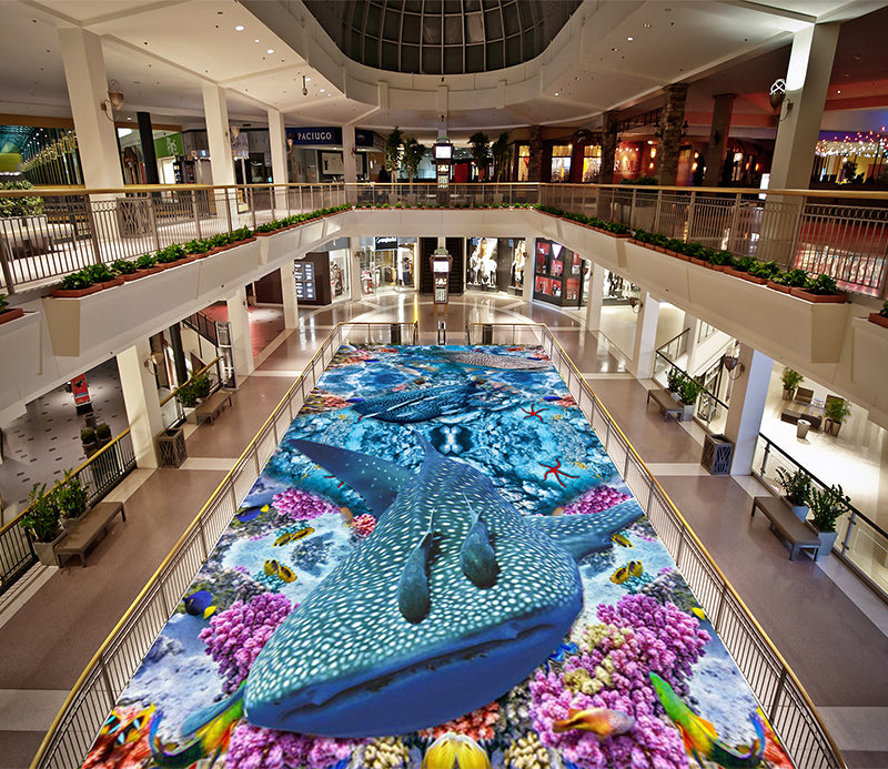 3D Ocean Big Fish 126 Floor Mural  Self-Adhesive Sticker Bathroom Non-slip Waterproof Flooring Murals