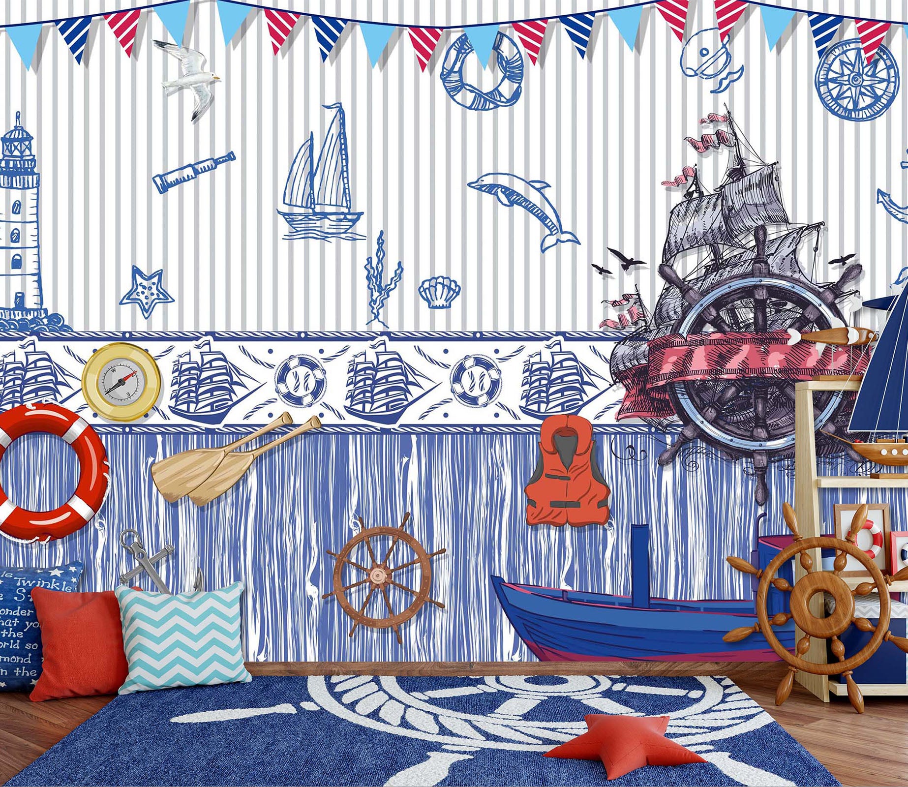 3D Light Ship 2051 Wall Murals