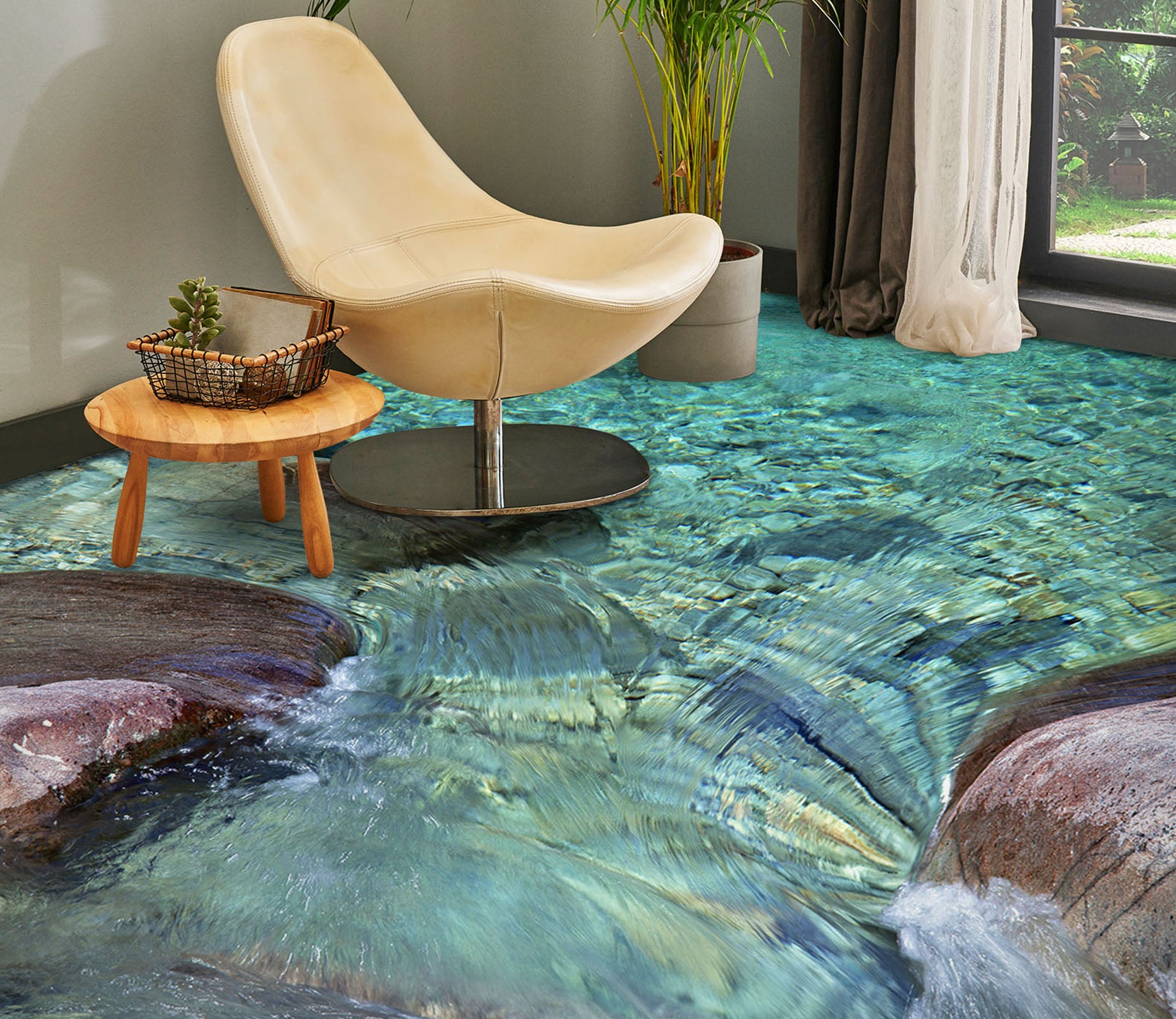 3D Light Green Water Dream 1408 Floor Mural  Wallpaper Murals Self-Adhesive Removable Print Epoxy