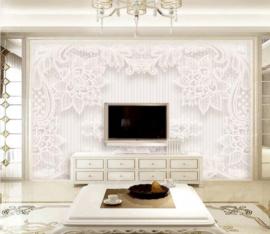3D Carved Lotus WC1085 Wall Murals