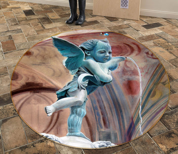 3D Angel Statue 11083 Matthew Holden Bates Rug Round Non Slip Rug Mat