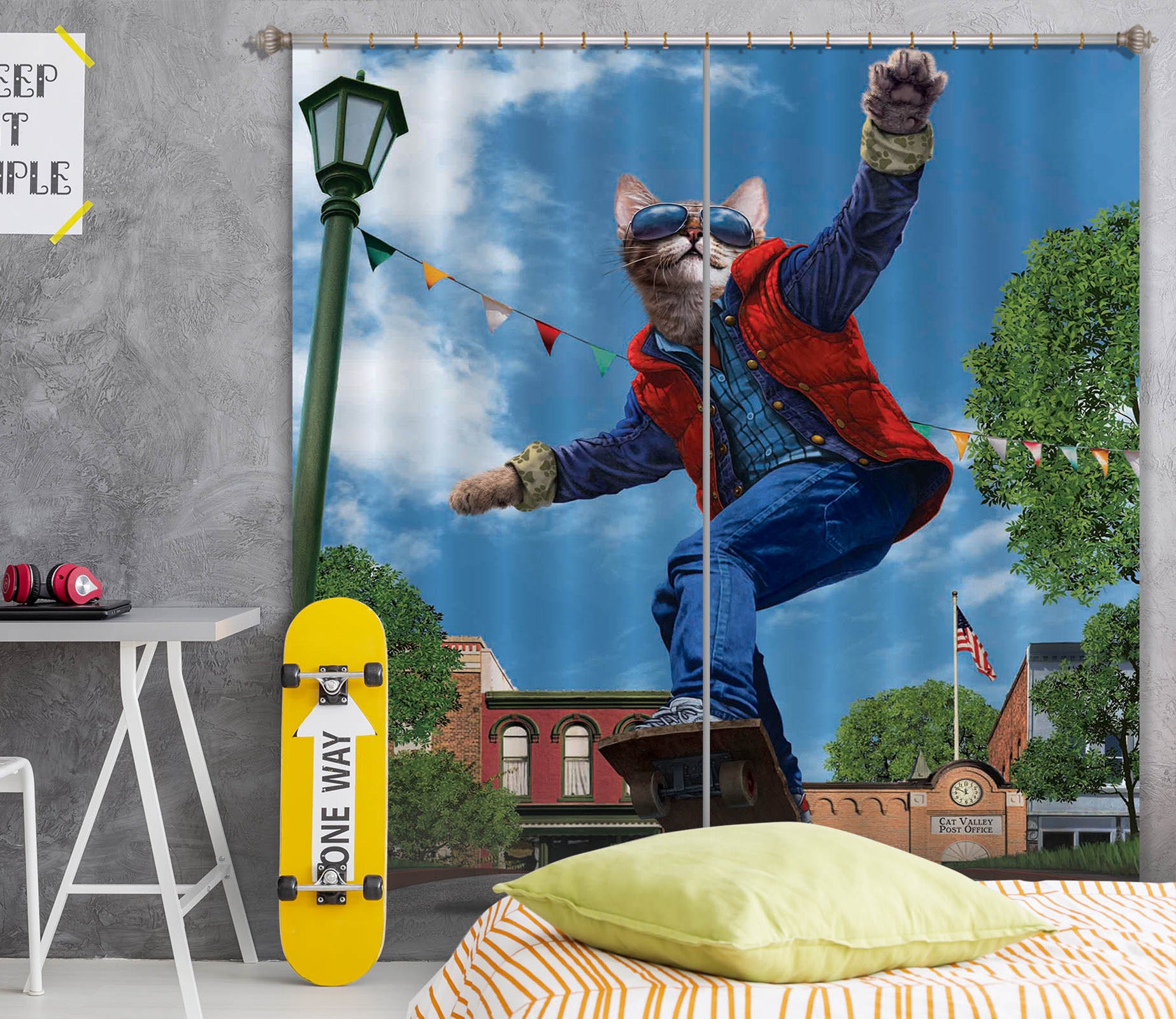 3D Skateboard Boy 018 Vincent Hie Curtain Curtains Drapes