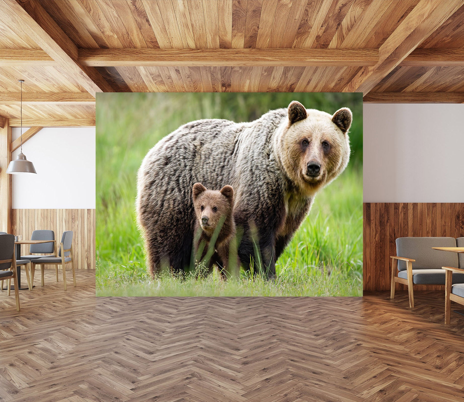 3D Big And Small Bear 57050 Wall Murals
