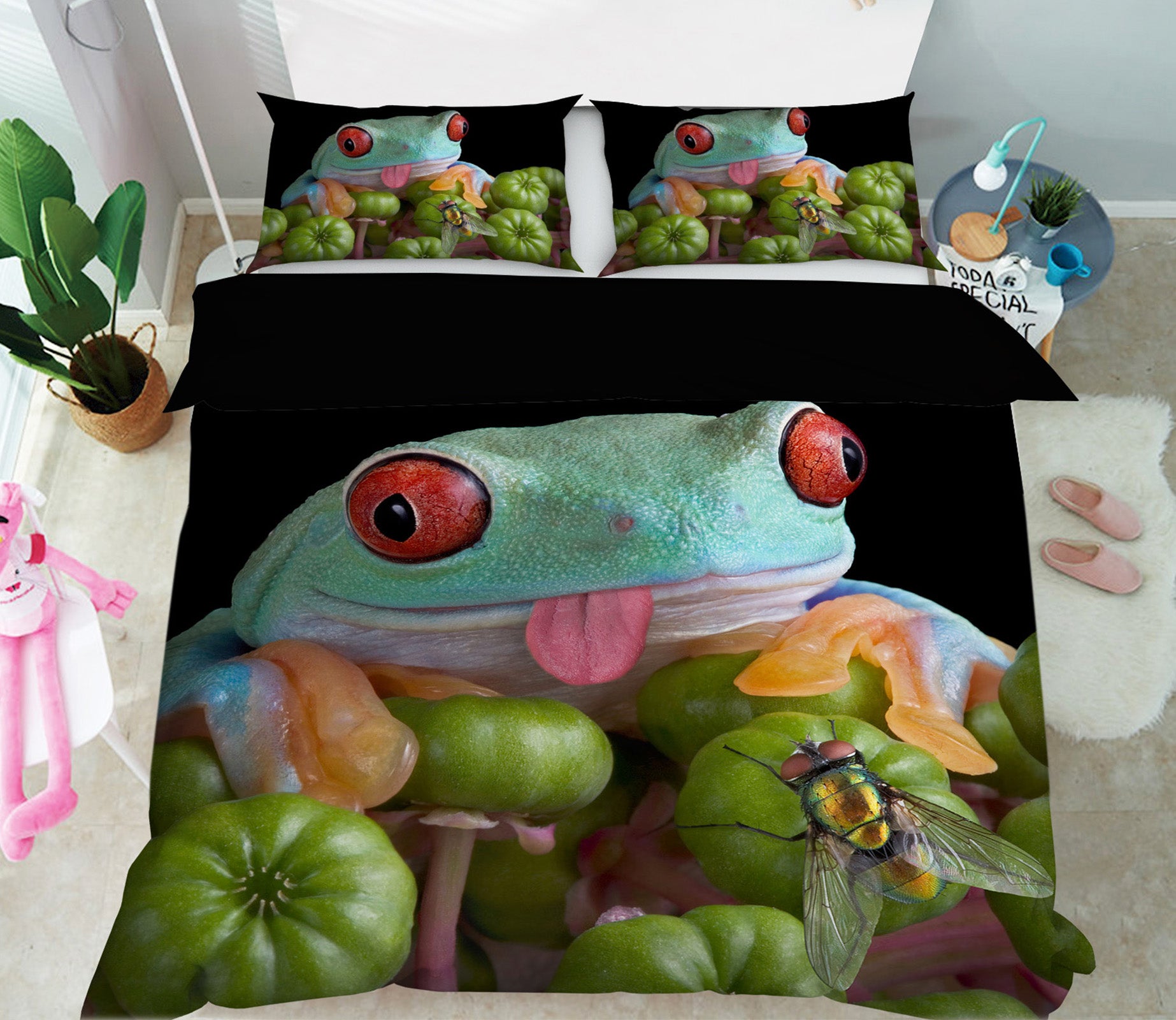 3D Color Frog 1909 Bed Pillowcases Quilt