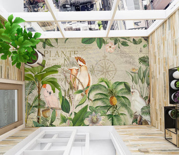 3D Jungle Parrot Pineapple 104173 Andrea Haase Floor Mural  Wallpaper Murals Self-Adhesive Removable Print Epoxy