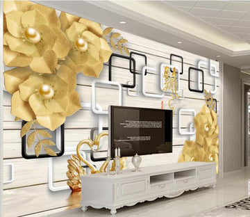 3D Golden Swan WC1530 Wall Murals
