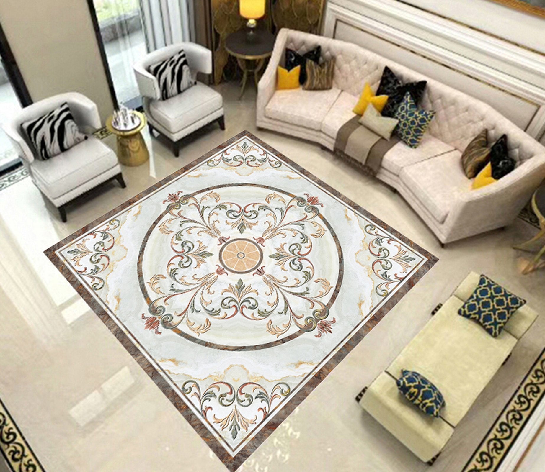 3D Round Stripe WG590 Floor Mural Wallpaper AJ Wallpaper 2 