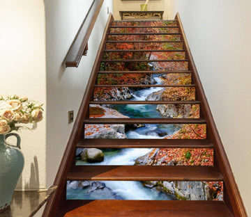 3D Winding River In Autumn 364 Stair Risers