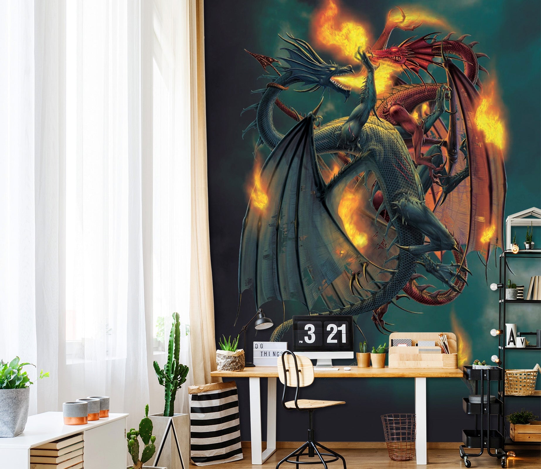 3D Fire Dragon 1422 Wall Murals Exclusive Designer Vincent Wallpaper AJ Wallpaper 