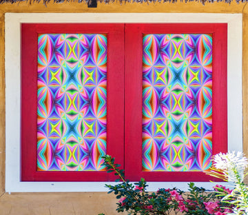 3D Purple Pattern 211 Window Film Print Sticker Cling Stained Glass UV Block