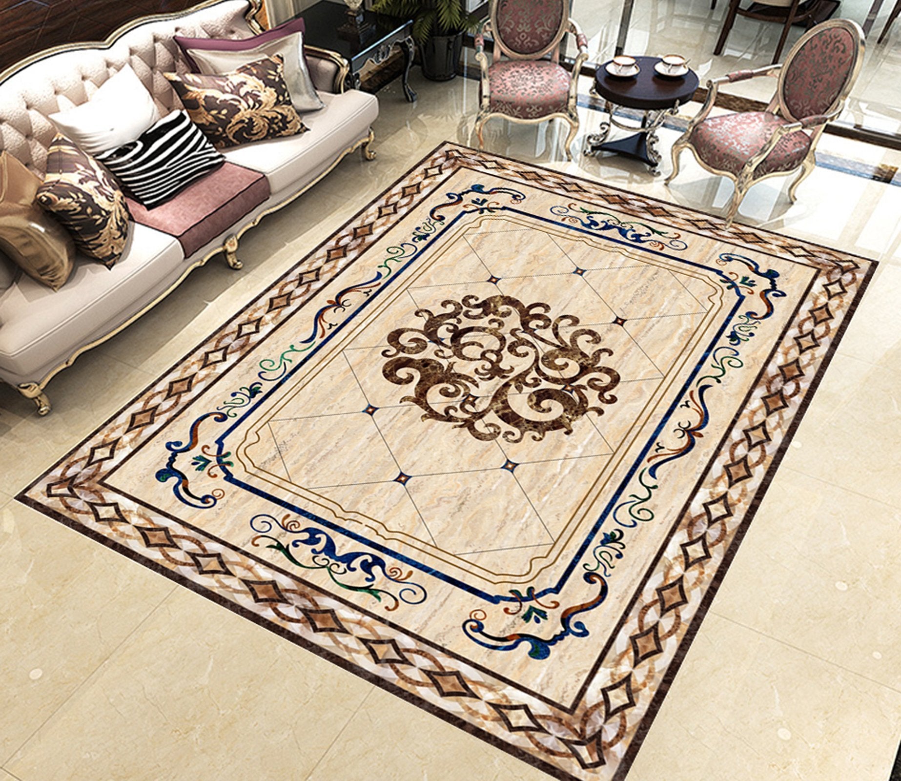 3D Black Marble Pattern WG488 Floor Mural Wallpaper AJ Wallpaper 2 