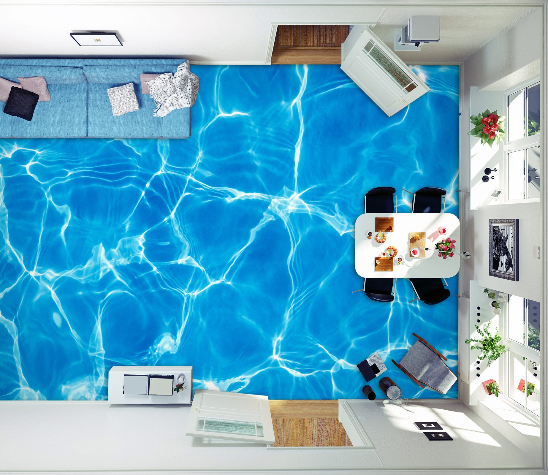 3D Light Ripple Art 1379 Floor Mural  Wallpaper Murals Self-Adhesive Removable Print Epoxy