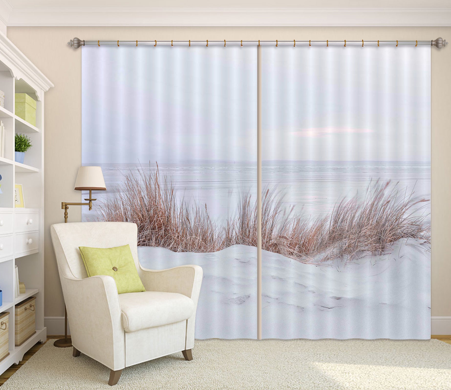 3D White Sand Beach 094 Assaf Frank Curtain Curtains Drapes