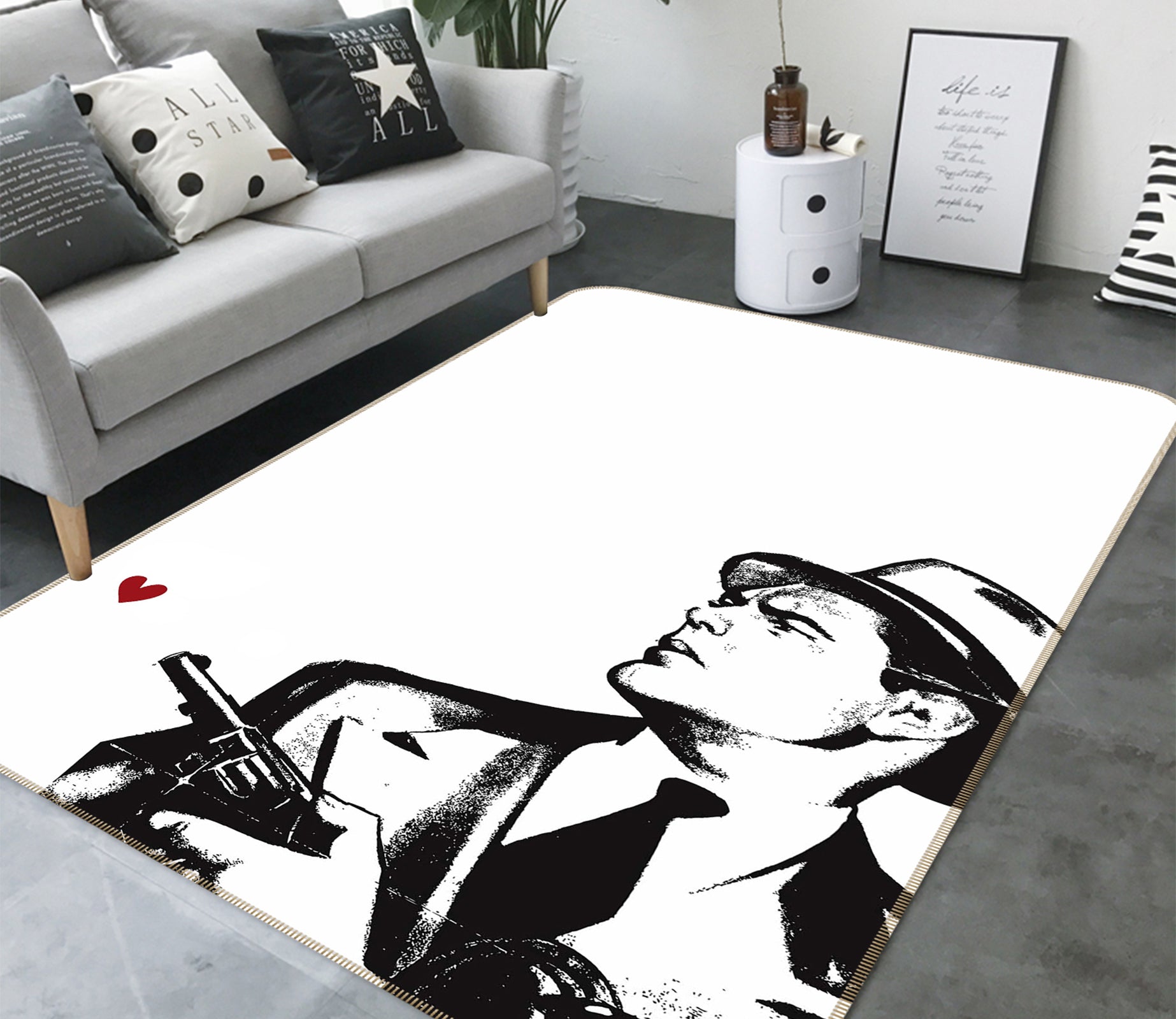 3D Red Heart 1036 Boris Draschoff Rug Non Slip Rug Mat