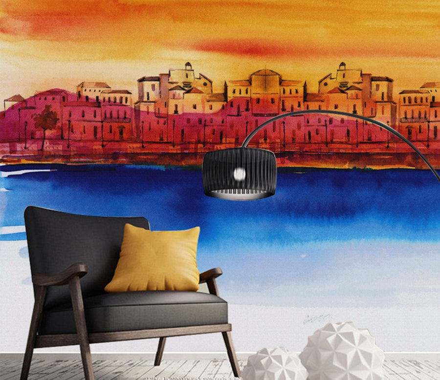 3D Sea City 2048 Wall Murals