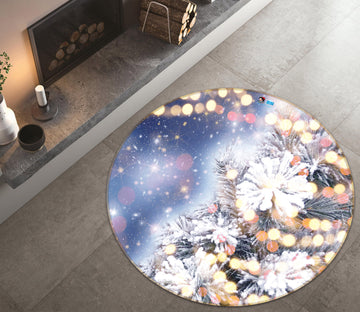 3D Light Shadow Branches 56091 Christmas Round Non Slip Rug Mat Xmas