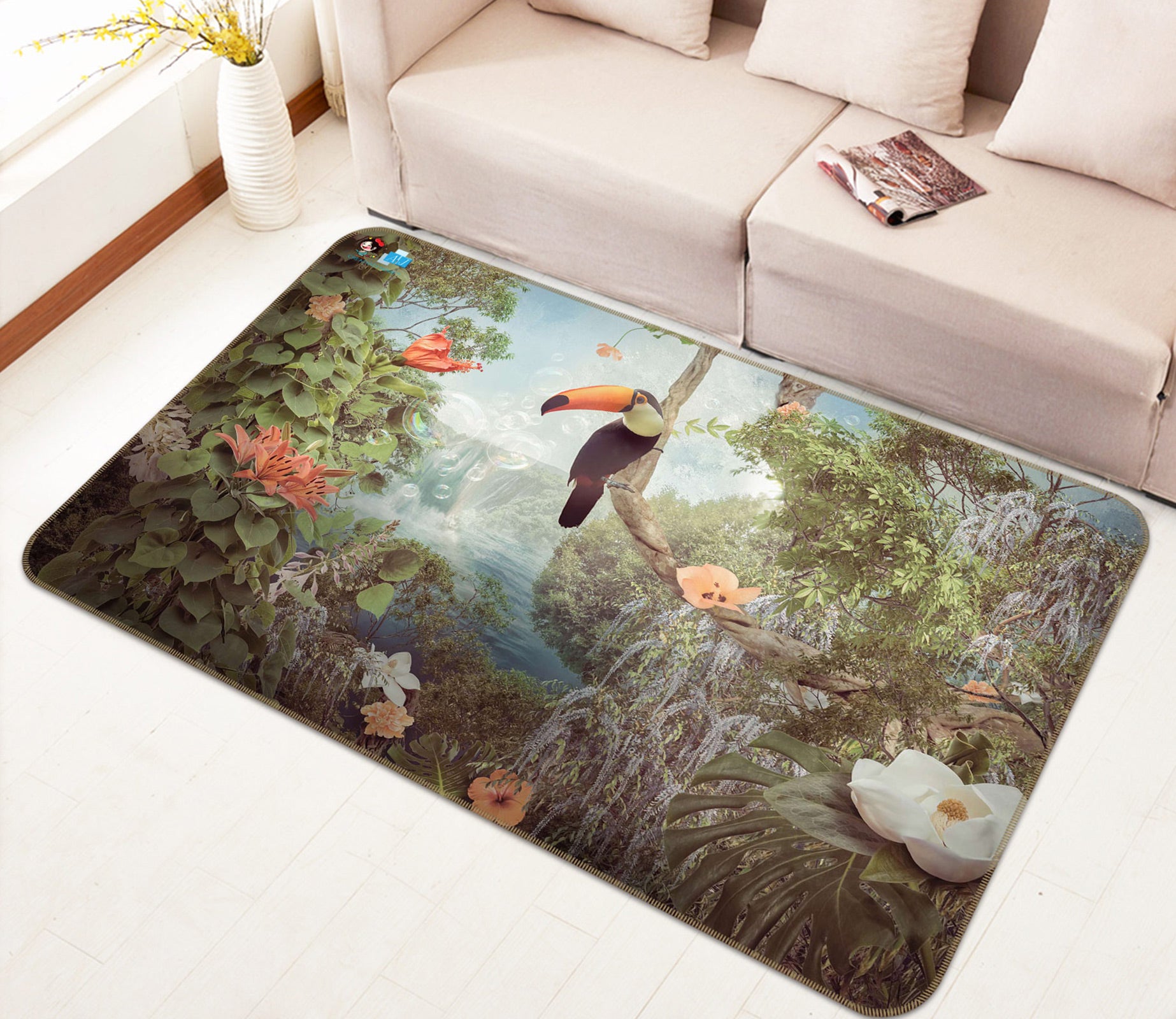 3D Tree Toucan 5137 Beth Sheridan Rug Non Slip Rug Mat