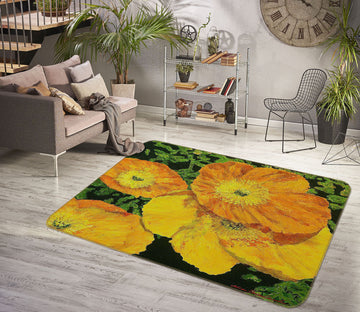 3D Yellow Flower 1039 Allan P. Friedlander Rug Non Slip Rug Mat