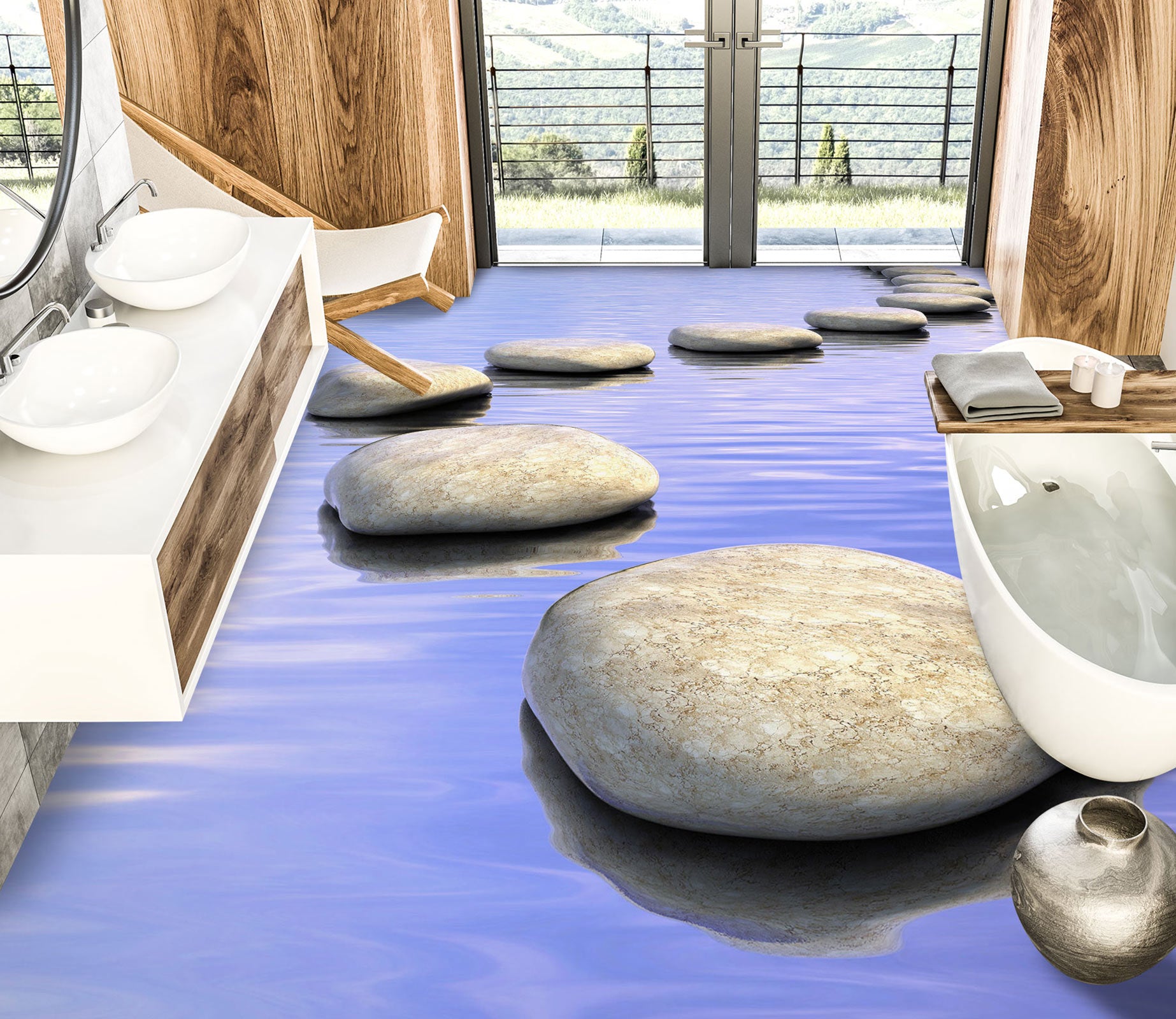 3D Purple River 608 Floor Mural  Wallpaper Murals Rug & Mat Print Epoxy waterproof bath floor