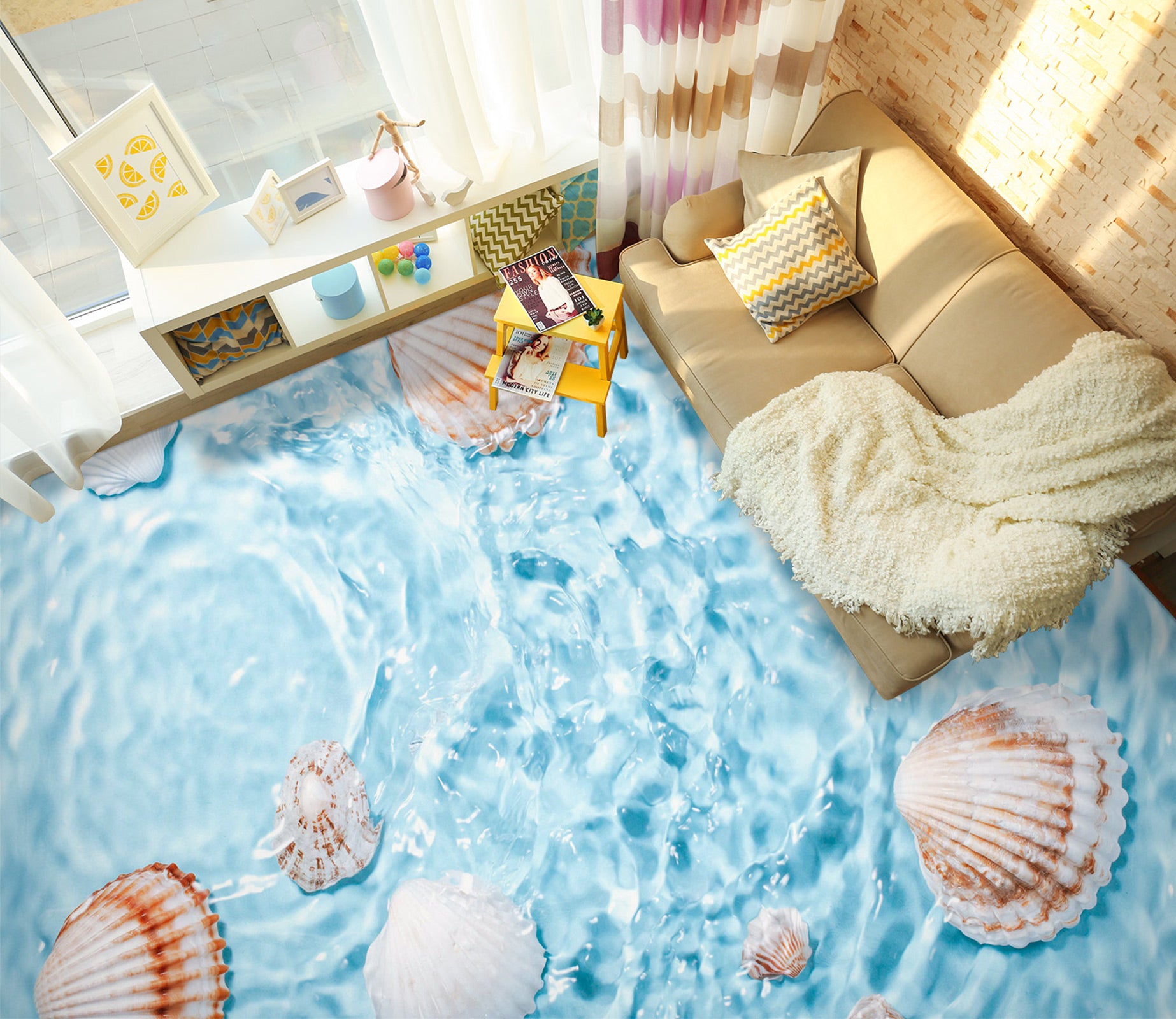 3D Dreamy Light Blue Sea 469 Floor Mural  Wallpaper Murals Rug & Mat Print Epoxy waterproof bath floor