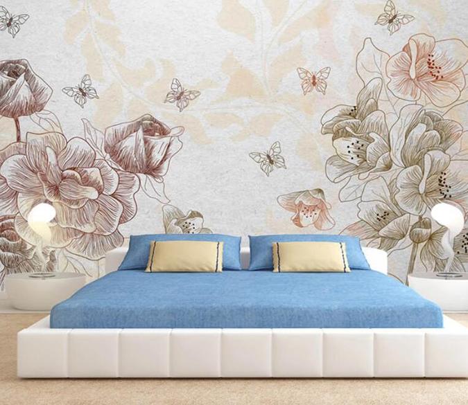 3D Flower Butterfly 170 Wall Murals Wallpaper AJ Wallpaper 2 