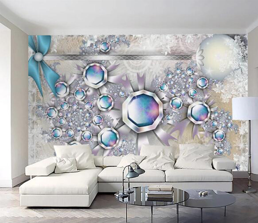 3D Blue Masonry WC217 Wall Murals