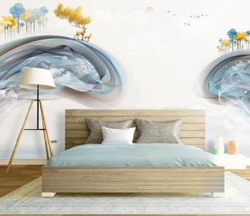 3D Golden Elegant Deer WC2148 Wall Murals