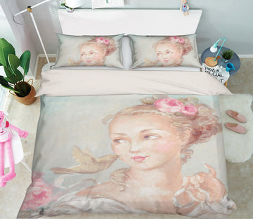 3D Girl Bird 2091 Debi Coules Bedding Bed Pillowcases Quilt